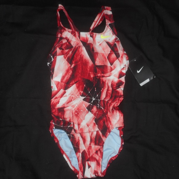 Nike NX Red Swimsuit Girls size 12 - Picture 1 of 4